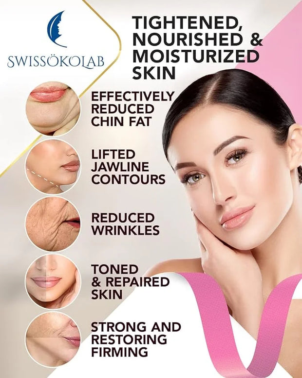 SWISSÖKOLAB Double Chin Reducer V Line Lifting Mask + Under Eye Patches For Puffy Eyes 24k Gold Eye Mask For Dark Circles ...