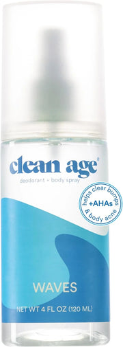 Aluminum Free Deodorant & Body Spray for Whole Body - Waves 4oz - Clean Deodorant and Body Spray for Teen Boys and Girls -...