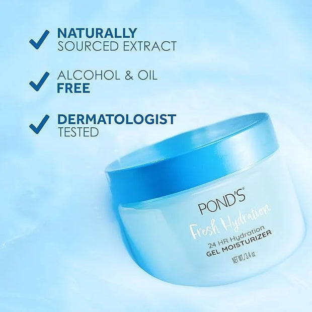 POND'S Hyaluronic Acid, Vitamin E & B3 Gel Face Moisturizer For 24 hour Hydration and Luminous Skin, 3.4 oz - Product Image