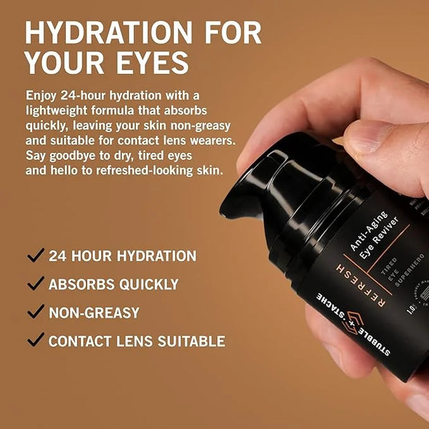 stubble & stache Refresh Under Eye Cream for Men – Reduces Puffiness, Smooths Fine Lines, Brightens Tired Eyes – With Acme...