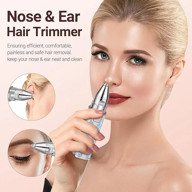 Facial Hair Remover for Face Lip, Electric 2 in 1 Face Shaver and Eyebrow Trimmer, Rechargeable Blue Nose Hair Trimmer for...
