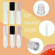 COSIDEA 24 pcs 5ml empty big brush lip gloss tube with stopper (Frosted bottle, Pink cap) - Product Image