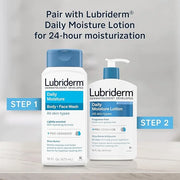 Lubriderm Daily Moisture Body + Face Wash, Hydrating Body Wash + Moisturizing Facial Cleanser with Pro-Ceramide & Shea But...