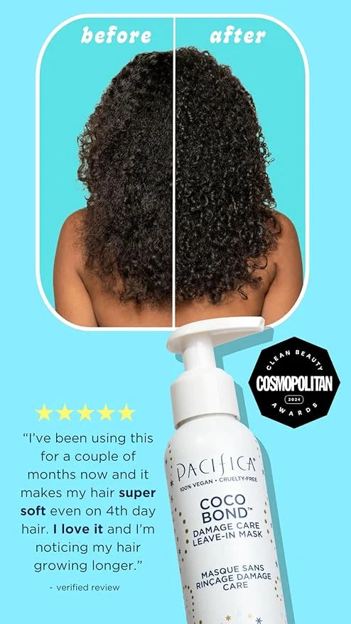 Pacifica Mini Coco Bond Damage Care Leave-In Mask – Bond Repair Hair Treatment for Damaged Hair, Concentrated Travel-Size ...