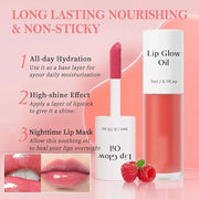 2Pcs Hydrating Lip Glow Oil,Plumping Lip Gloss,Moisturizing Transparent and Nourishing Non-stick Cup Fruit Flavored Lip Oi...