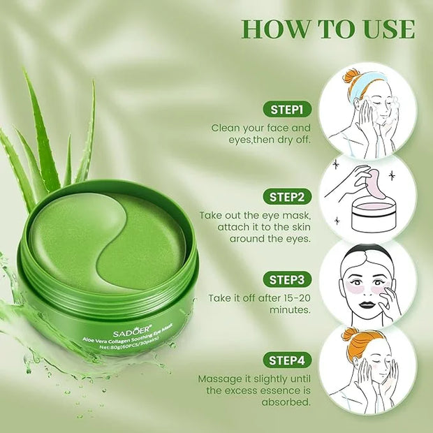 Under Eye Mask, 60 PCS Aloe Vera Under Eye Patches for Dark Circles, Eye Puffiness & Dark Circles Treatment,Under Eye Gel ...