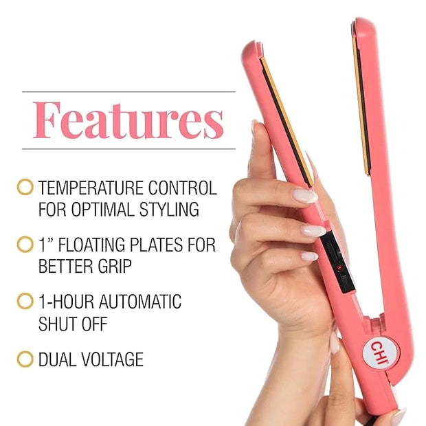 CHI Ceramic Series Flat Iron, Hair Straightener for Silky, Smooth Hair, 1" Iron, Sweet Coraline - Product Image