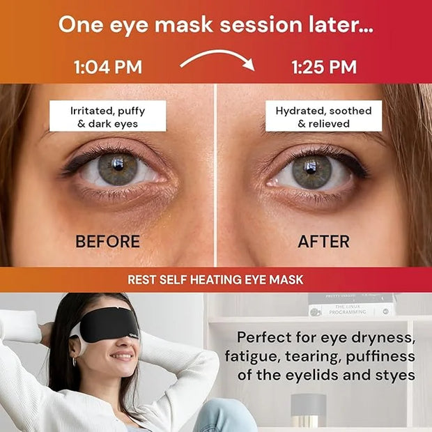 Self Heating Eye Mask - Steam Eye Mask for Dry Eyes, Soothing Relief, Stress Reduction - Disposable Warm Eye Compress Mois...