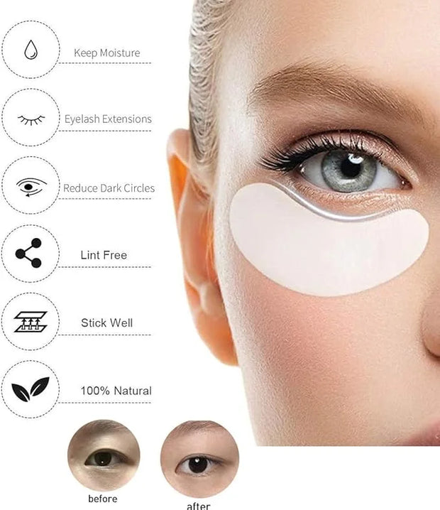 Eyelash Extension Gel Pads Kit - Lint Free False Eyelash Lash Extension Makeup Eye Gel Pads (200Pack) - Product Image