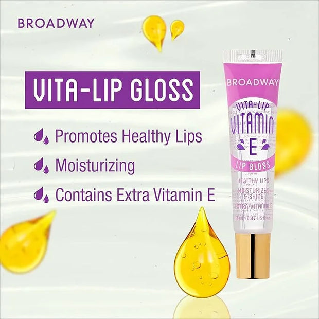 Ruby Kisses Broadway Vita-Lip Clear Lip Gloss (8 Pack), Ultra-Hydrating & Soothing Formula with Vitamins, High-Shine Non-S...