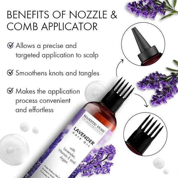 Majestic Pure 100% Pure Lavender Oil with Vitamin E for Hair Care, Strengthening, Nourishing, and Volumizing Formula with ...