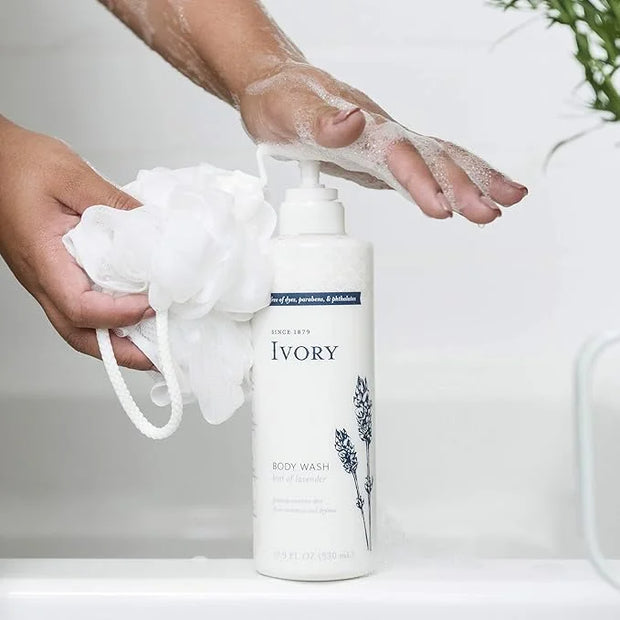 Ivory Sensitive Skin Moisturizing Body Wash, Hint of Lavender, 17.9 Fl Oz (Pack of 4) - Product Image