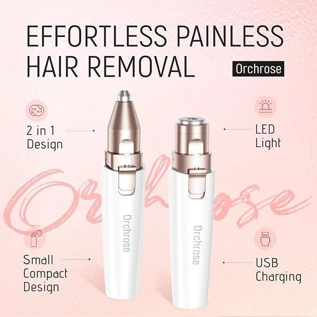Rechargeable Facial Hair Remover for Women: 2-in-1 Device for Shaping Eyebrows and Removing Face Peach Fuzz (Pearl White) ...