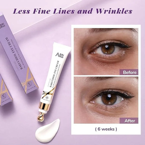 ANAI RUI Caffeine Bakuchiol Firming Eye Cream, Retinol & Peptide Eye Cream for Dark Circles, Puffiness, Wrinkles, Bakuchio...