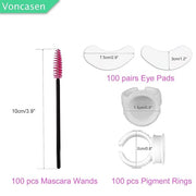3x100 Packs- Lint Free Lash Extension Eye Gel Patches & Glue Rings Holder Eyelash Extension Rings & Eyelash Mascara Brushe...