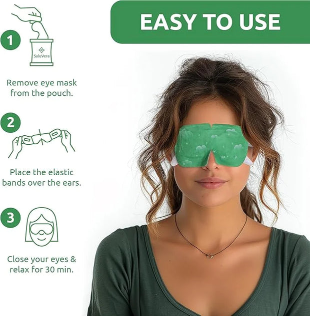 Steam Eye Mask for Dry Eyes with 5 Eyelid Cleansing Wipes, Self Heating Eye Compress for Dry Eyes, Soothe and Relax with 4...