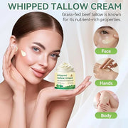 Beef Tallow for Skin, Organic Grass Fed Whipped Beef Tallow Moisturizer Nourishes and Hydrates the Skin, Natural Unscented...