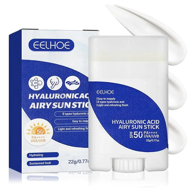 Hyaluronic Acid Sun Stick,Watery Lightweight Sunscreen Stick for Face,Moisturizing Facial Sunscreen Strong UV Protection,M...