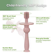 haakaa 360° Baby Toothbrush with Suction Base - Gentle Cleaning for Infant Self-Brushing Training, Food-Grade Silicone, Ad...
