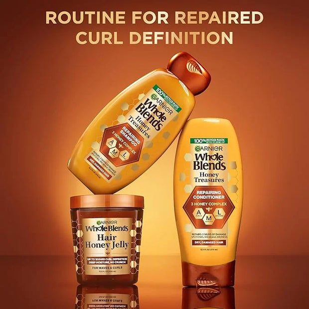 Garnier Whole Blends Hair Honey Jelly for Defining Waves and Curls, Hair Gel for Up to 100HRs Curl Definition, Frizz Contr...