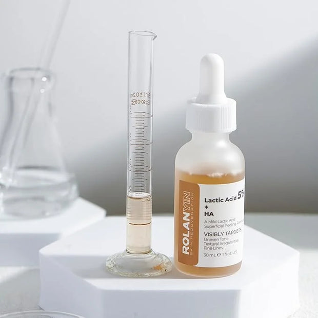 ROLANYIN Lactic Acid 5% + HA Facial Serum for Exfoliating Deep Hydration and Smoothing Skin Texture Nourishing Anti Aging ...