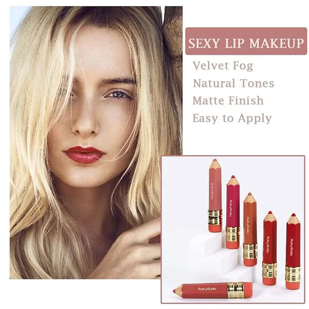 2 Color Pencil Shaped Lip Gloss,Matte Hydrating Liquid Lipstick for Women Long Lasting Lip Tint Non-sticky Nourishing Lip ...