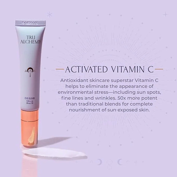 Tru Alchemy Eye Elixir Cooling Eye Treatment Cream - Dark Circle Eye Cream for Puffiness and Bags Under Eyes - Caffeine, H...