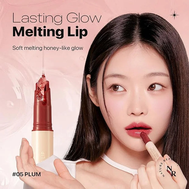 Nature Republic HONEY MELTING LIP (05 PLUM) SOFT LIP STICK, Hydrating Gloss, Moisturizing balms, Sheer tint, Shine & Glowy...