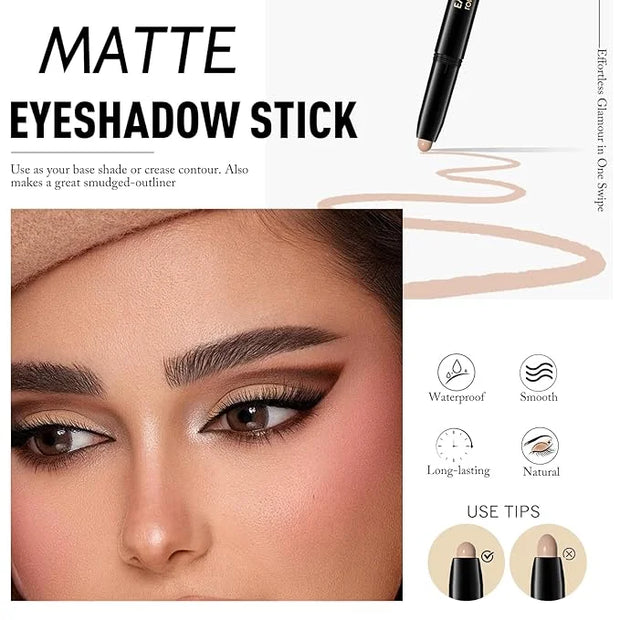 Eyeshadow Stick Matte Eye Brightener Pencil Cream Nude Eye Shadow Base Crayon Long-Lasting Crease-Proof Naked Eyeshadow Bl...