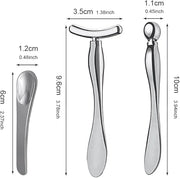 3 Pcs Metal Eye Cream Applicator Tool, Eye Roller Massage Sticks and Makeup Cream Spoon, Facial Massager for Reducing Puff...