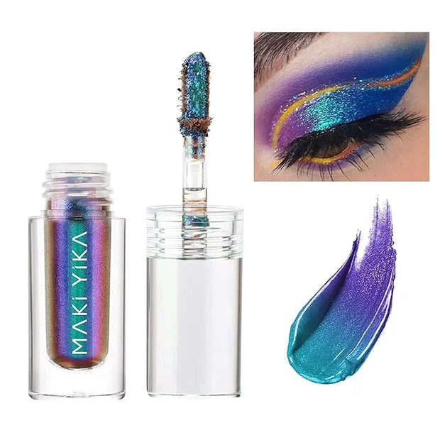 MAKI YIKA Glitter Eyeshadow Teal Liquid Multichrome Eyeshadows Long Lasting, Metallic Chameleon Eye Shadow Smudgeproof Hol...