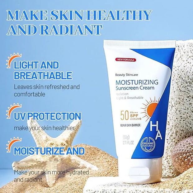 Hyaluronic Acid Body Sunscreen SPF 50, Sunscreen for Body & Face, Sunscreen Body Lotion Water Resistant, Hydrate Moisturiz...