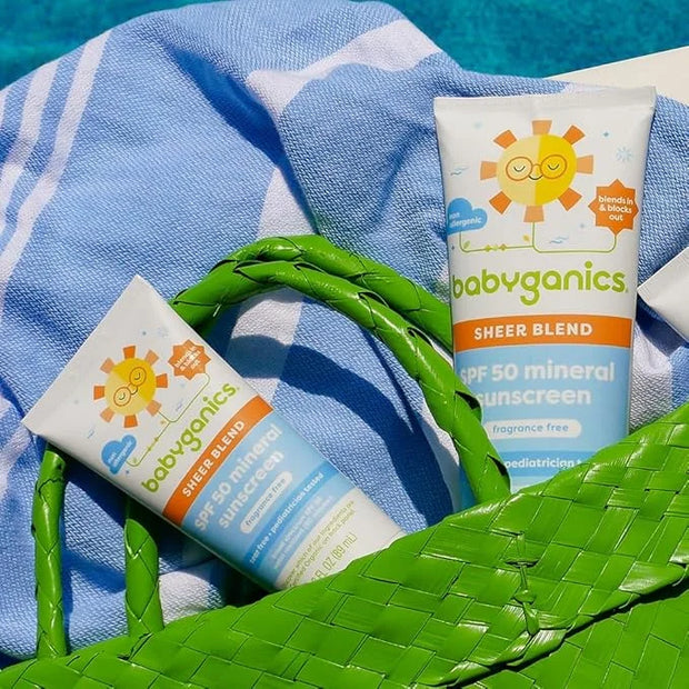 Babyganics SPF 50 Mineral Sunscreen Lotion, Sheer Blend, UVA UVB Protection, Octinoxate & Oxybenzone Free, Water Resistant...