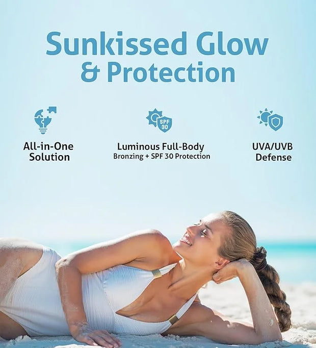 Tinted Body Screen Mini - Body Bronzer, Medium Bronze, SPF 30, Blue Light Defense, Plant-Based, Mineral Sunscreen, Travel ...