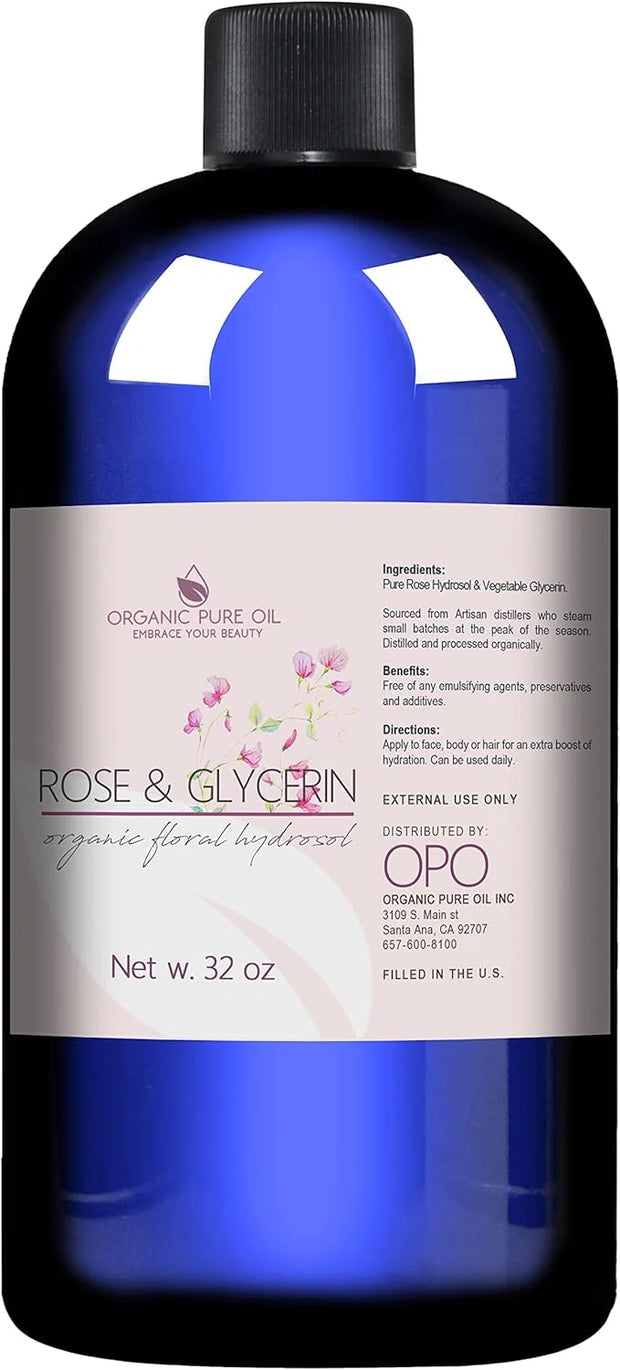 Rosewater Glycerin Mist Toner Bulk Spray Facial Body Floral Cleanser Pure Rose Hydrosol Vegetable Glycerine Moisturizing C...
