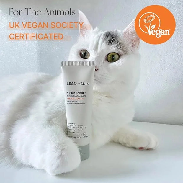 Less On Skin Vegan Shield Mineral Sunscreem (Sun Cream), korean sunscreen, mineral sunscreen, fragrance free, spf50, moist...
