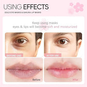 30 Pairs Lip & Eye Masks Set - 24K Gold Crystal Collagen Eye Pads, Moisturizing Lip Pads, Anti Wrinkle Patches for lip, Ey...
