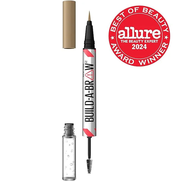Maybelline Build-A-Brow 2-in-1 Brow Pen and Sealing Eyebrow Gel, Eyebrow Makeup for Real-Looking, Fuller Brows, Blonde, 1 ...