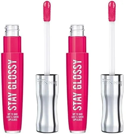 Rimmel Stay Glossy 6HR Lip Gloss, The Future is Pink, 0.18 Fl Oz (Pack of 2) - Product Image