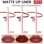 evpct 3Pcs Retractable Lip Liner Pencils Set Pack for Shaping & Sculpting Lips, Mauve Maroon Dark Wine Red Mauve Nude Crea...