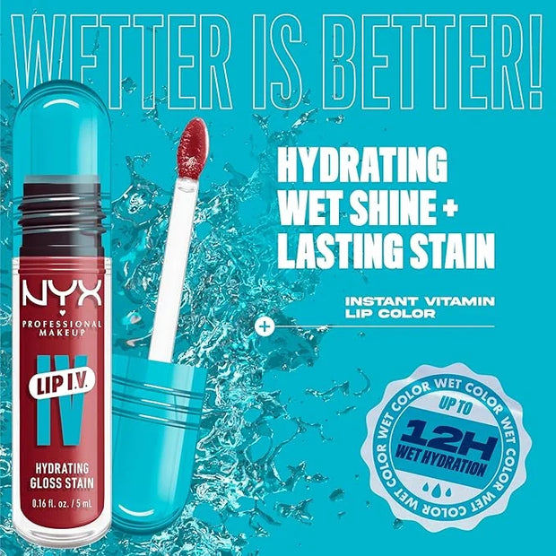 NYX PROFESSIONAL MAKEUP Lip IV Hydrating Glossy Lip Stain with 12HR Hydration - Bubblegum Burst (Pink) - Product Image