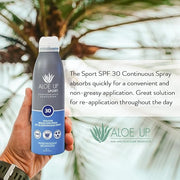 Aloe Up Sport Continuous Spray Sunscreen SPF 30 - Broad Spectrum UVA/UVB Sunscreen Protector for Face and Body - With Aloe...