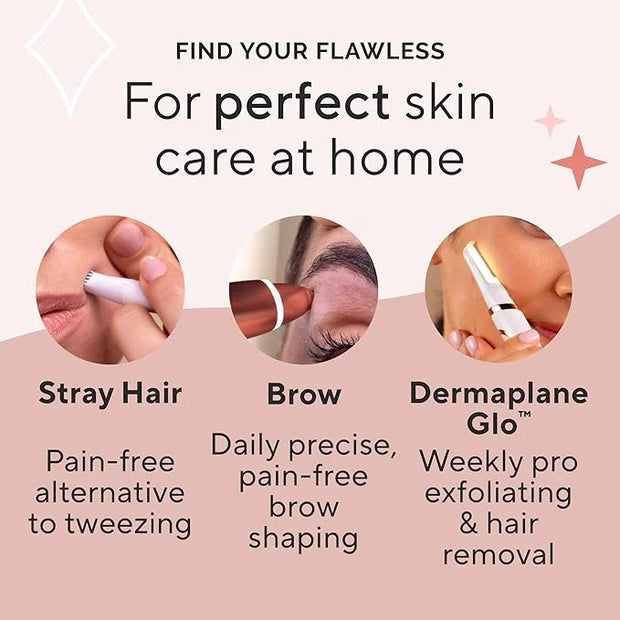 Finishing Touch Flawless Facial Hair Remover for Women, Rose Gold Electric Face Razor with LED Light, Recyclable Packaging...