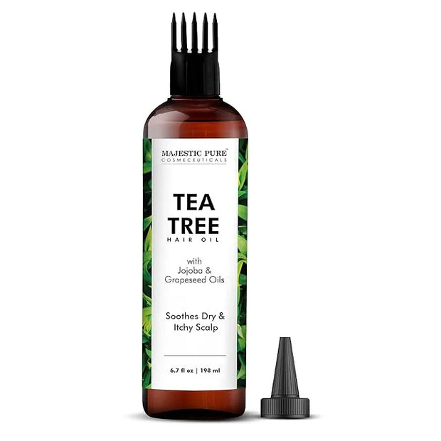 Majestic Pure 100% Pure Tea Tree Oil with Biotin for Hair Care, Strengthening, Nourishing, and Volumizing Formula with Joj...