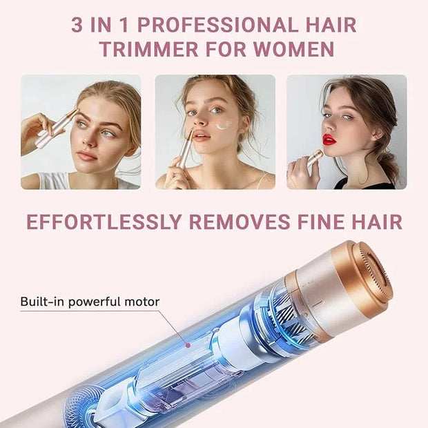 Electric Eyebrow Trimmer, 3 in 1 Facial Hair Remover for Women, Waterproof Rechargeable Hair Shaver for Face Eyebrow Leg B...