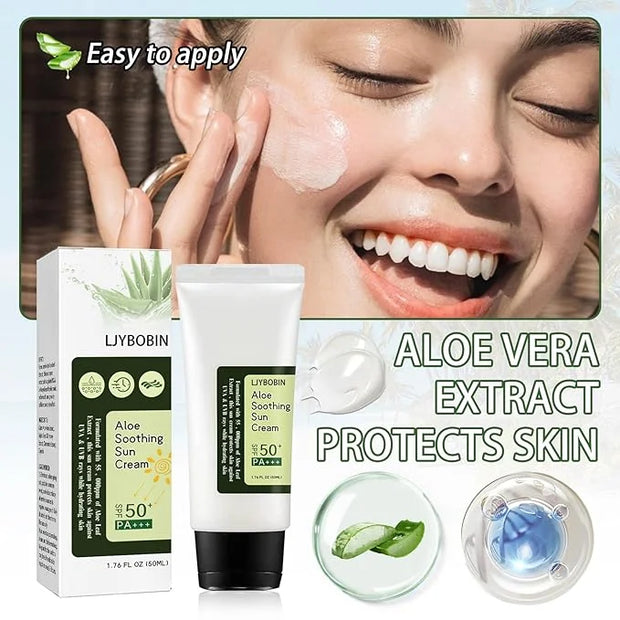 2PCS Matte Aloe Vera Sunscreen SPF 50+ PA+++ for Body & Face,Hydrating Long Lasting Moisturizing Aloe Sun Cream for Men & ...