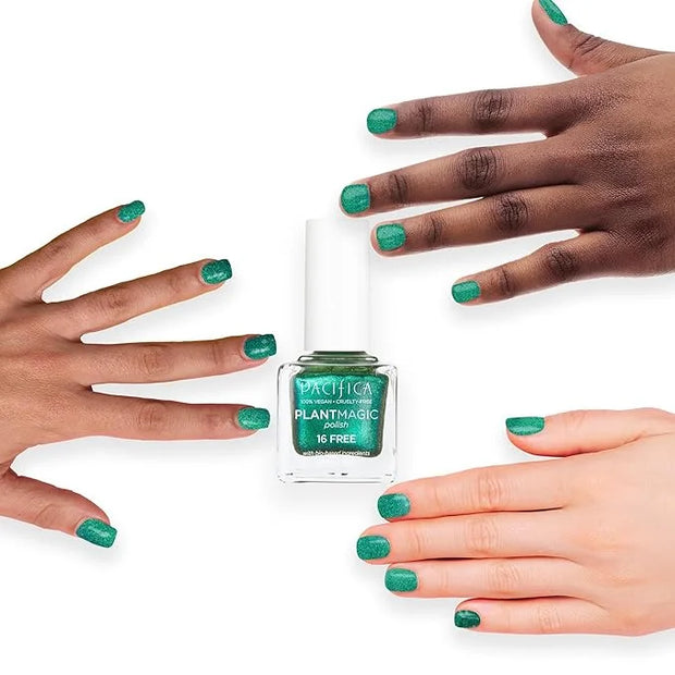 Pacifica Natural Nail Polish – Plant Magic Sparkling Green Nail Polish - Plant Based, Non-Toxic & Clinically Tested - Last...