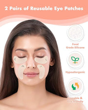 2 Pairs Reusable Under Eye Wrinkle Patches Silicone Mask, Plump Fine Lines & Wrinkles, with Metal Eye Cream Applicator, Ti...