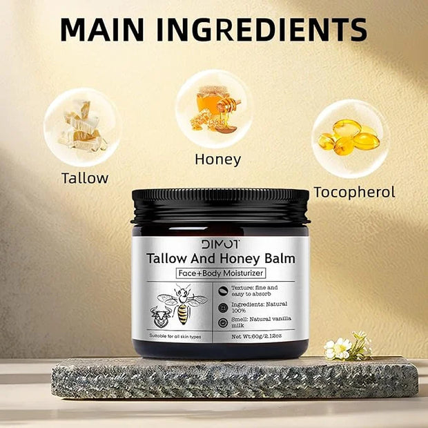 Tallow and Honey Balm for Skin Honey Butter Face & Body Cream For Skin Firming & Hydrating Balm Skin Care Tallow Face Mois...