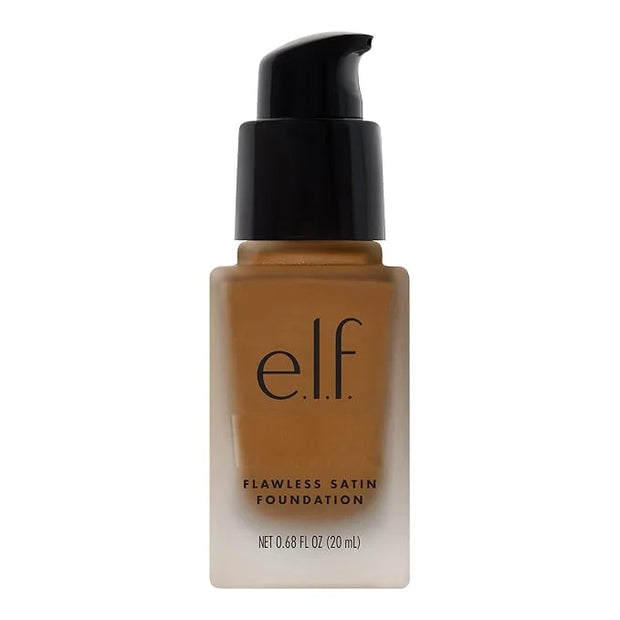 e.l.f. Flawless Satin Foundation, Lightweight & Medium Coverage, Semi-Matte Finish, Vegan & Cruelty-Free, Cinnamon, 0.68 F...